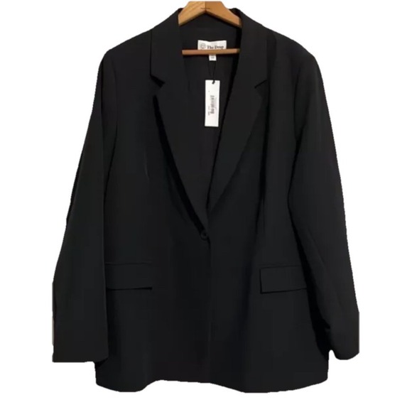 The Drop‎ Women's Plus Size XXL Blazer Blake Long Black Jacket Button NWT - Picture 1 of 10